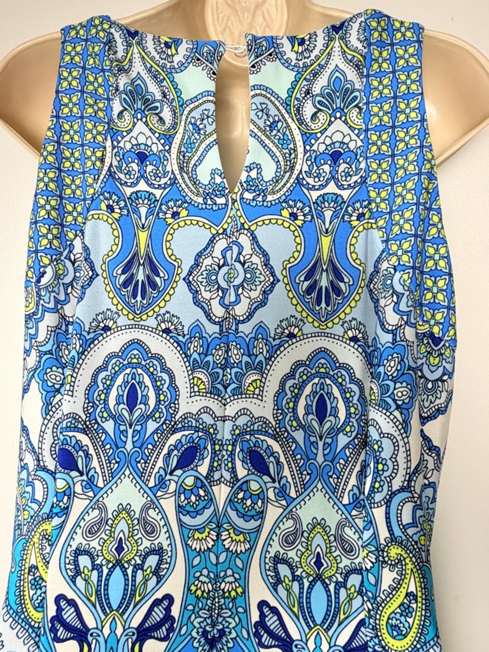 London Times Blue Paisley floral Maxi Dress Size 10 Boho sleeveless - Picture 6 of 12